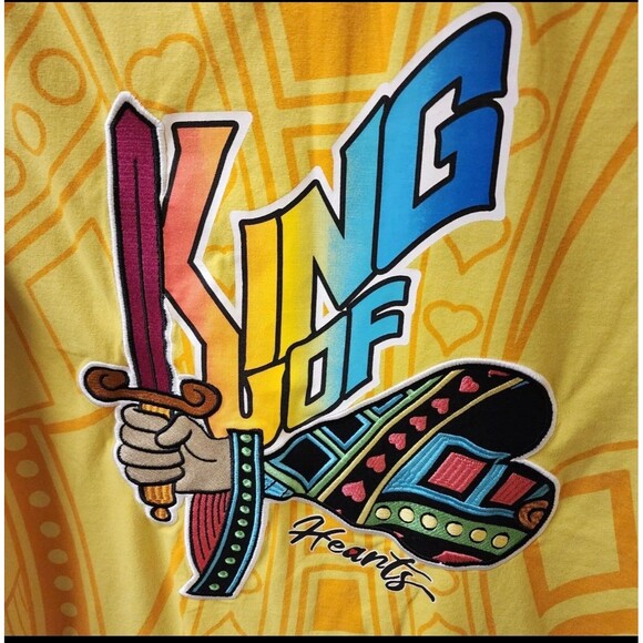 King of Hearts Yellow Graphic T-Shirt XL Brand New With Tags Bold Streetwear Tee - Picture 6 of 10